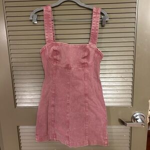 Maroon/Burgundy Denim Mini Dress UO